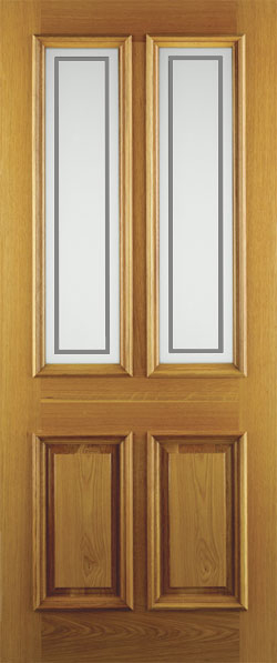 Derby Etched External Solid Oak Door